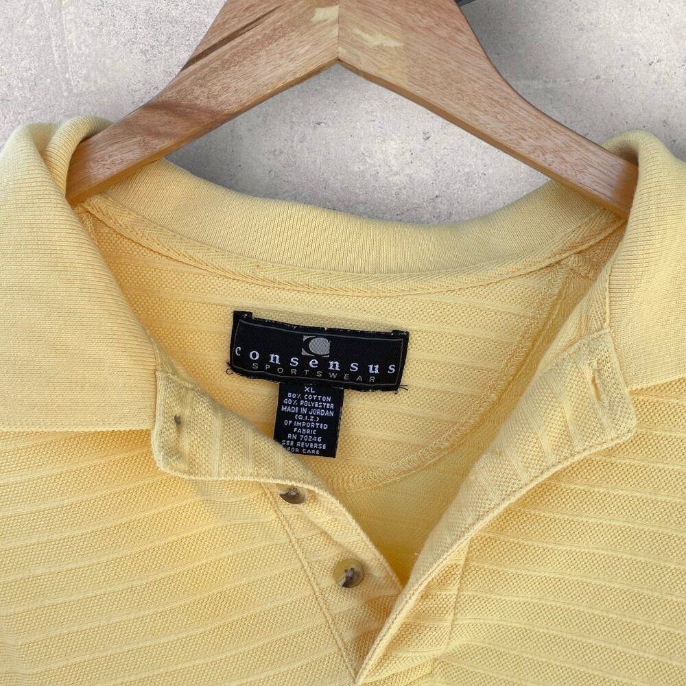 Consensus Sportswear Mens Yellow 3 Button Collared Short Sleeve Polo Size XL - Picture 4 of 8